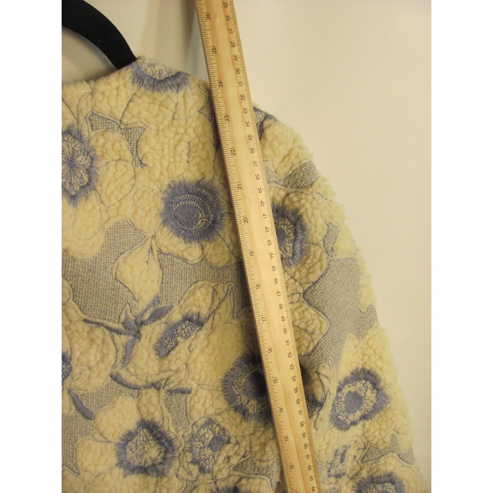 Sezane Paris Winter Floral Stitched Design Blue Cream - Picture 11 of 13